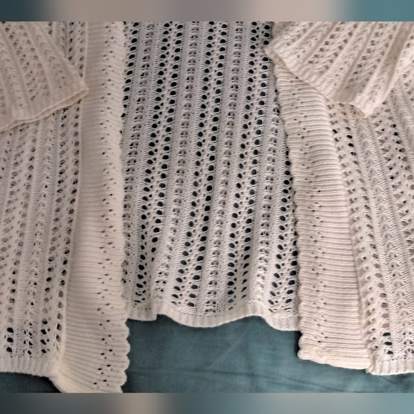 Knit Minded Ivory Colored Open Front Knitted Cardigan/Size 1x (Juniors) - Picture 2 of 6